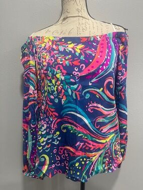 Lilly Pulitzer Off-Shoulder Bright Floral Print Blouse